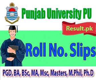 Punjab University Roll No Slips 2024 class PGD, BA, BSc, MA, B.Com, Msc, Masters, M.Phil, Ph.D